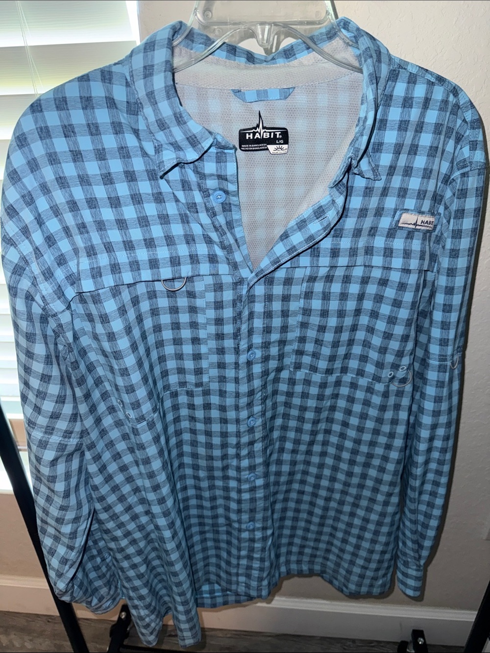 Habit Men’s Blue Plaid Long-Sleeve Button-Down Shirt